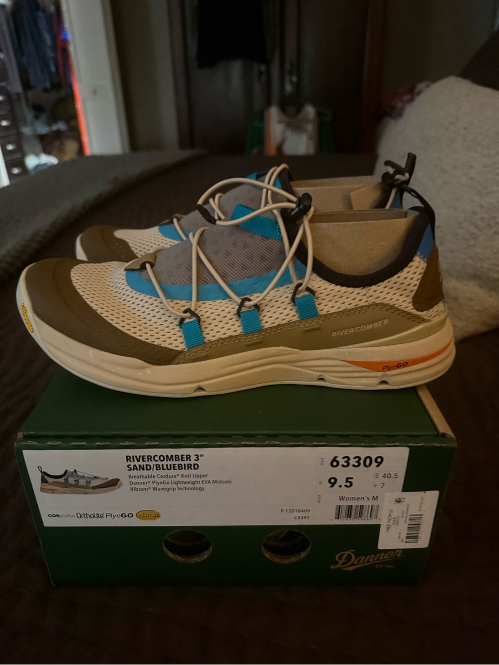 Free People Women's Athletic Sneakers in Sand, Blue and White
